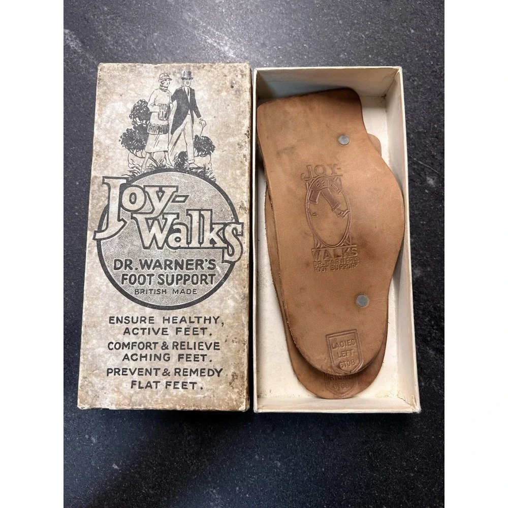 Vtg Joy-Walks Dr Warner Foot Support British‎ Made Ladies 6-8 Leather Orthotic